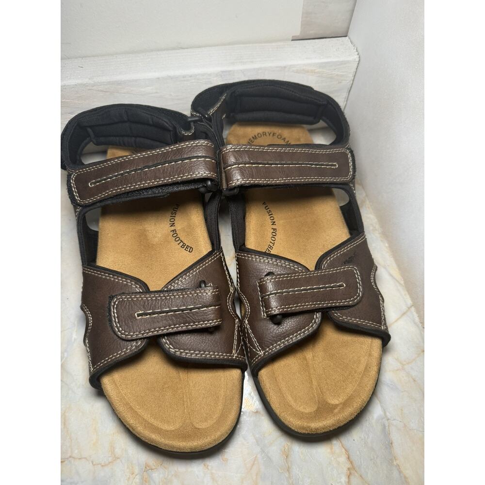 DOCKERS Newpage Sport Outdoor Sandals Brown Hook & Loop Memory Foam Men's 11M